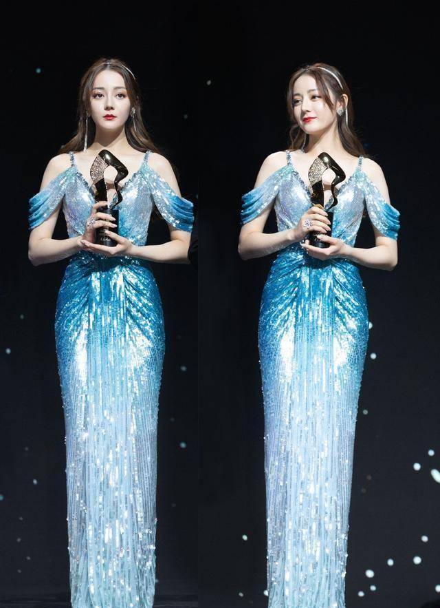 这裙子真适合迪丽热巴,穿出s型曲线就算了,配发箍美成人鱼公主_黑色