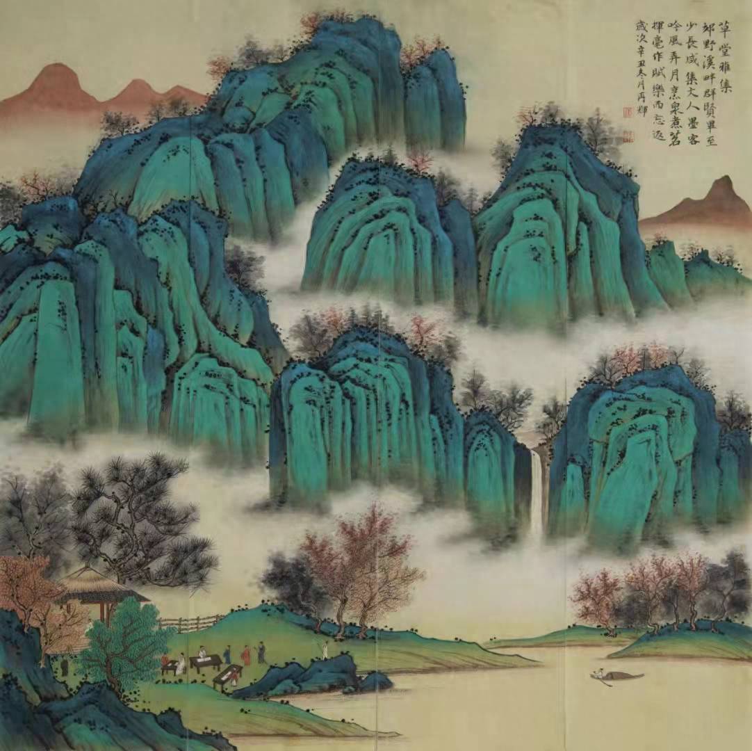 仿古青绿山水画欣赏