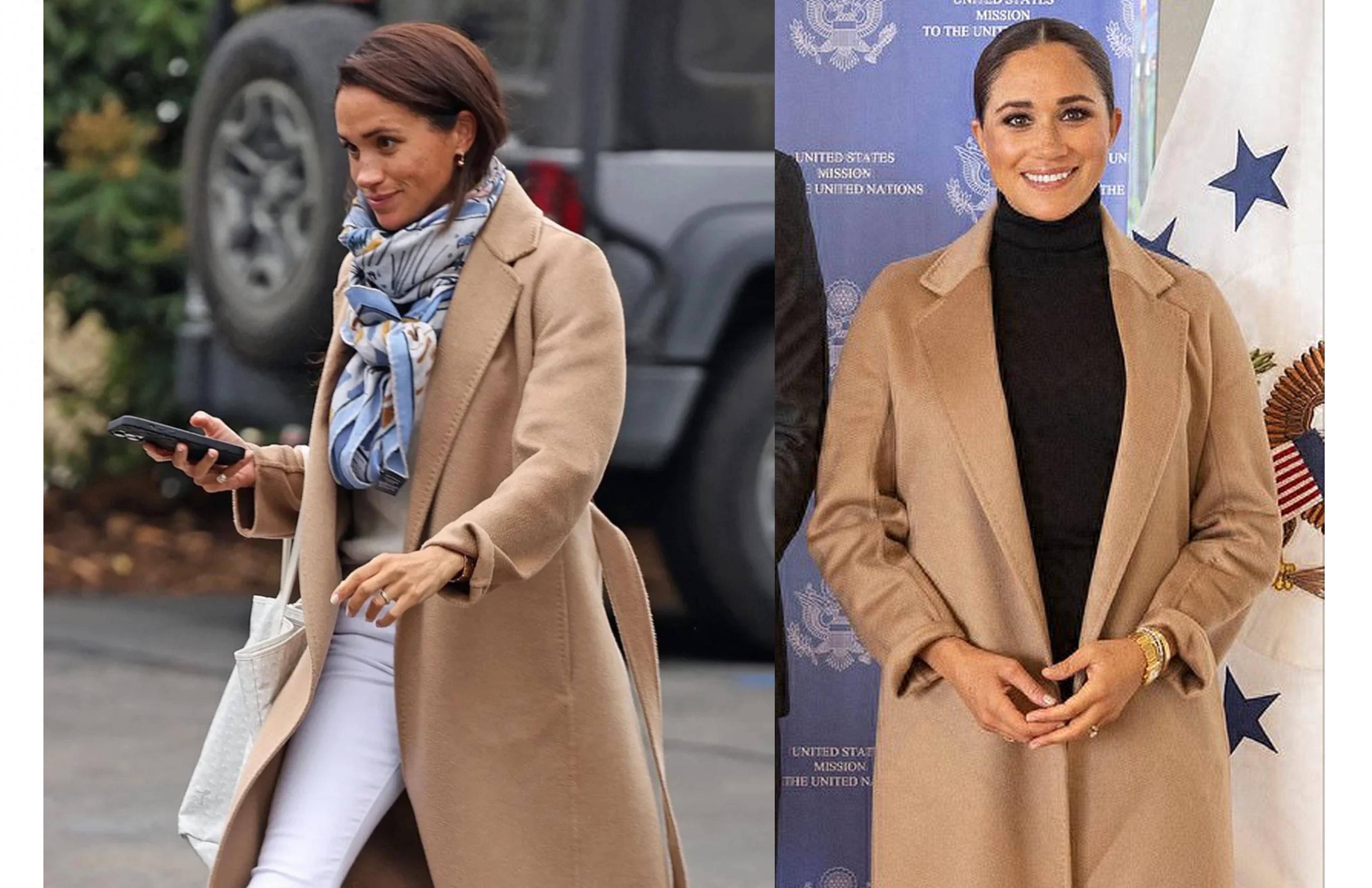 42岁的英国前王妃梅根·马克尔两年来一直在换两套冬季羊绒大衣,当时