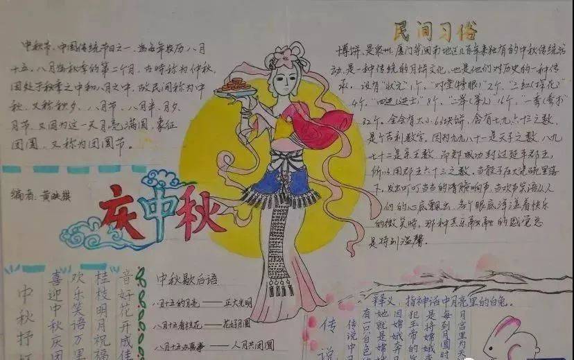 手抄报模板18,人逢喜事尤其乐,月到中秋分外明.