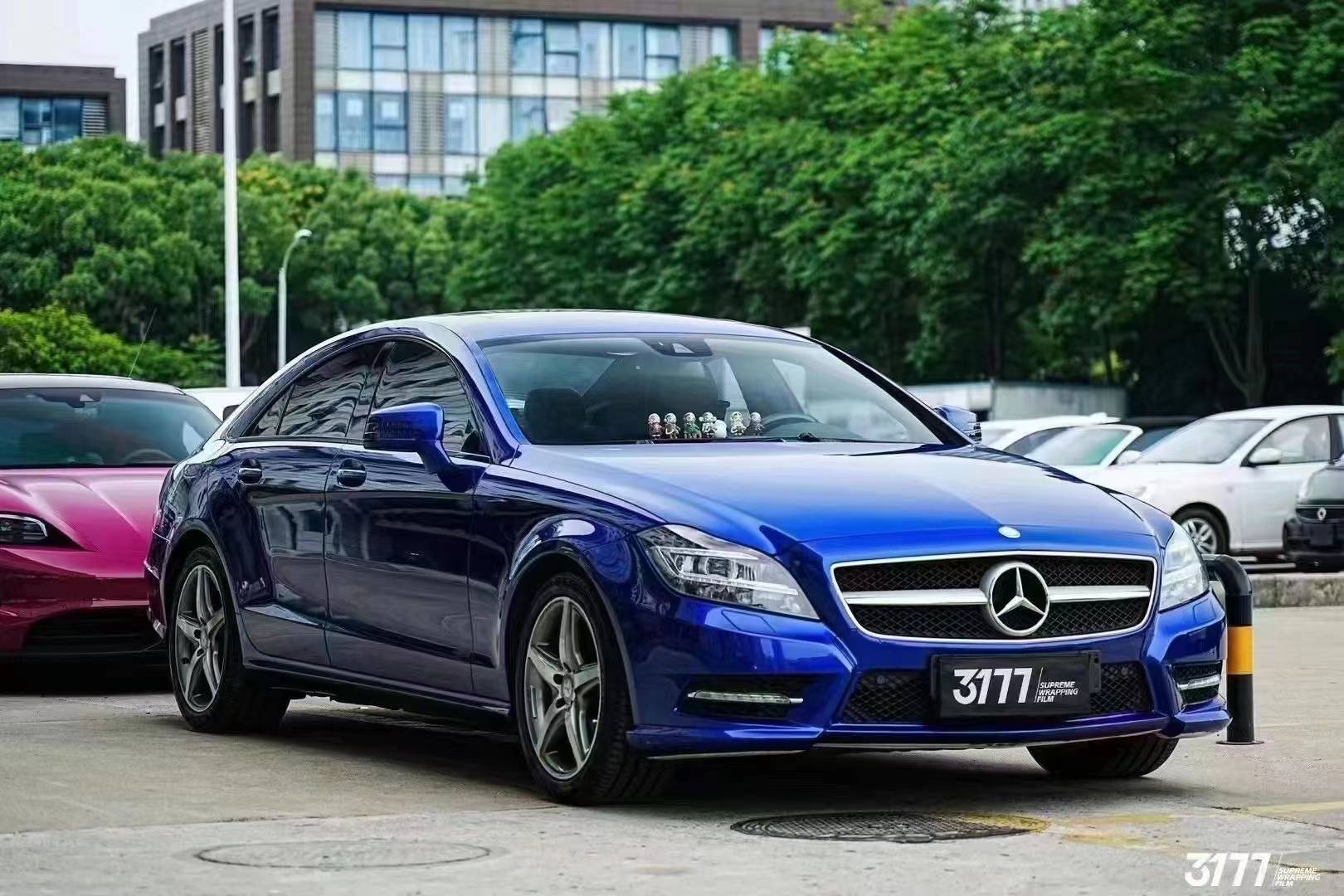 奔驰cls63-3177film改色膜液态金属深蓝,随手打翻了蓝色的墨水瓶_搜狐