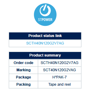 scth40n120g2v7ag,st/意法半导体,汽车级碳化硅功率,采用h2pak-7封装