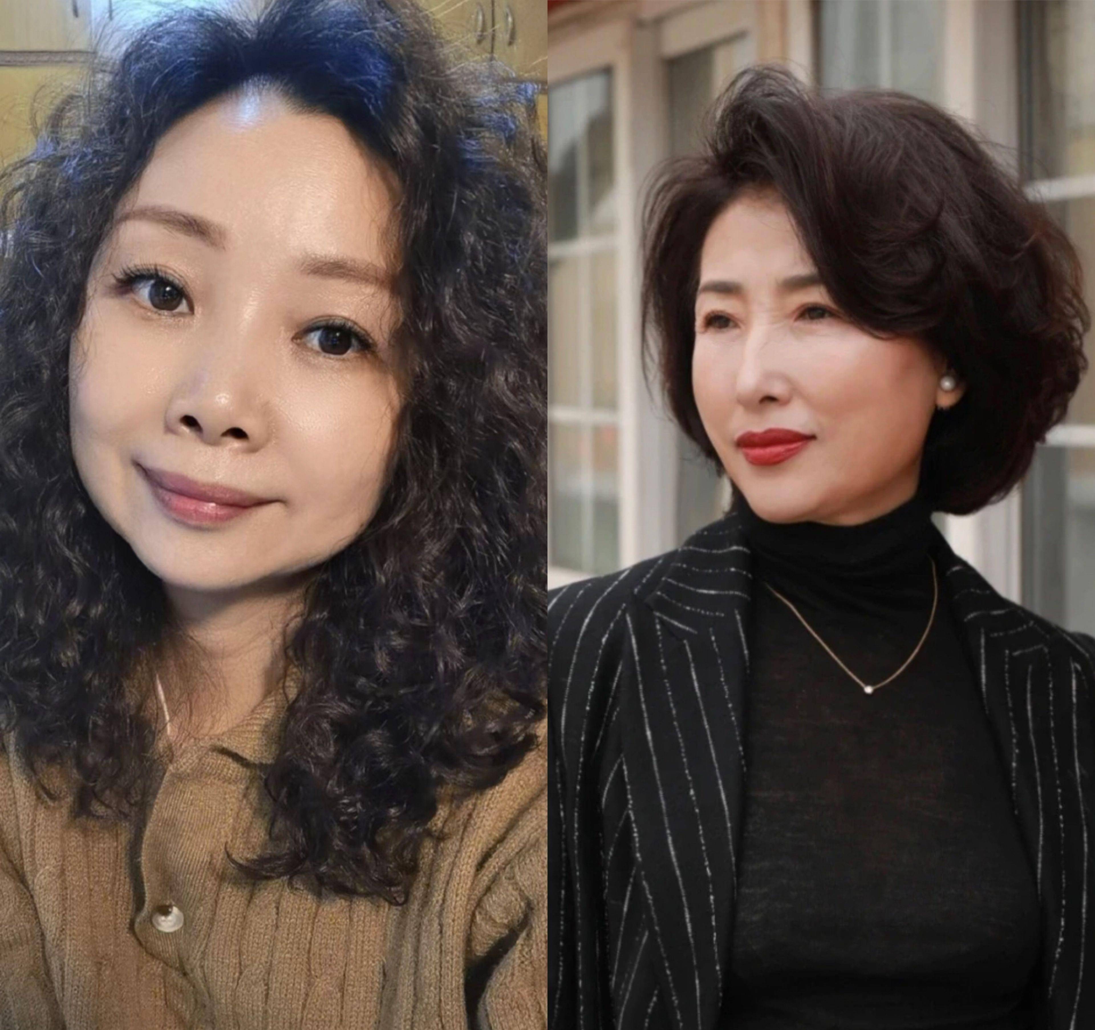 韩国大妈泡面发型图片