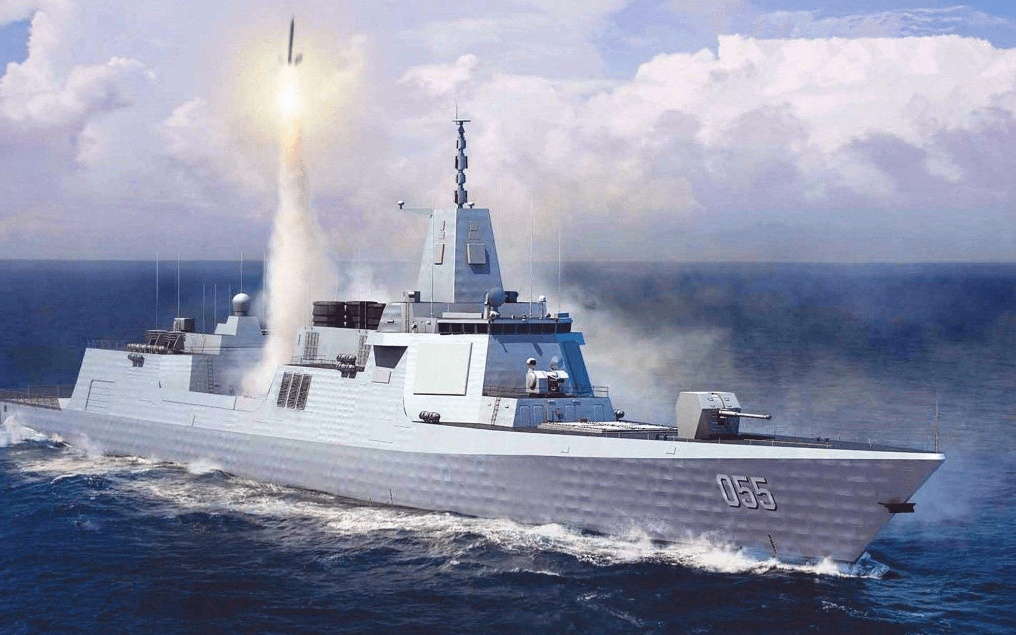 现代战舰055和基洛夫图片