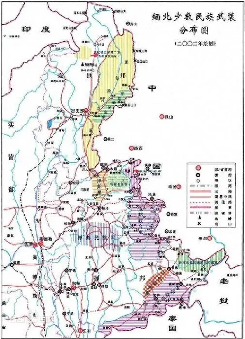 缅甸缅北地区地图图片