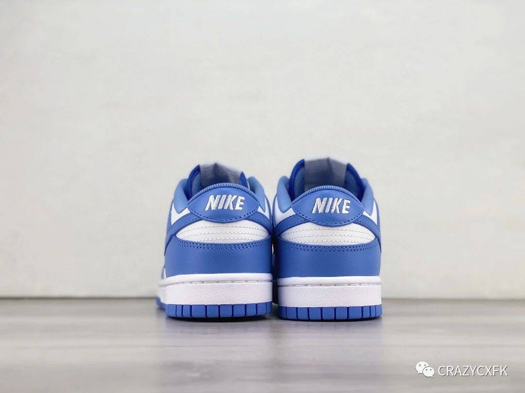 耐克白藍 nike dunk low polar blue 低幫極藍板鞋_白色_logo_藍色