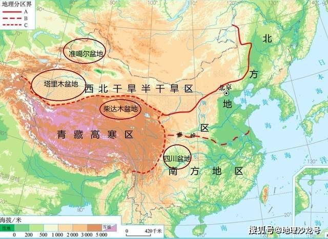 中国地图四大盆地图片