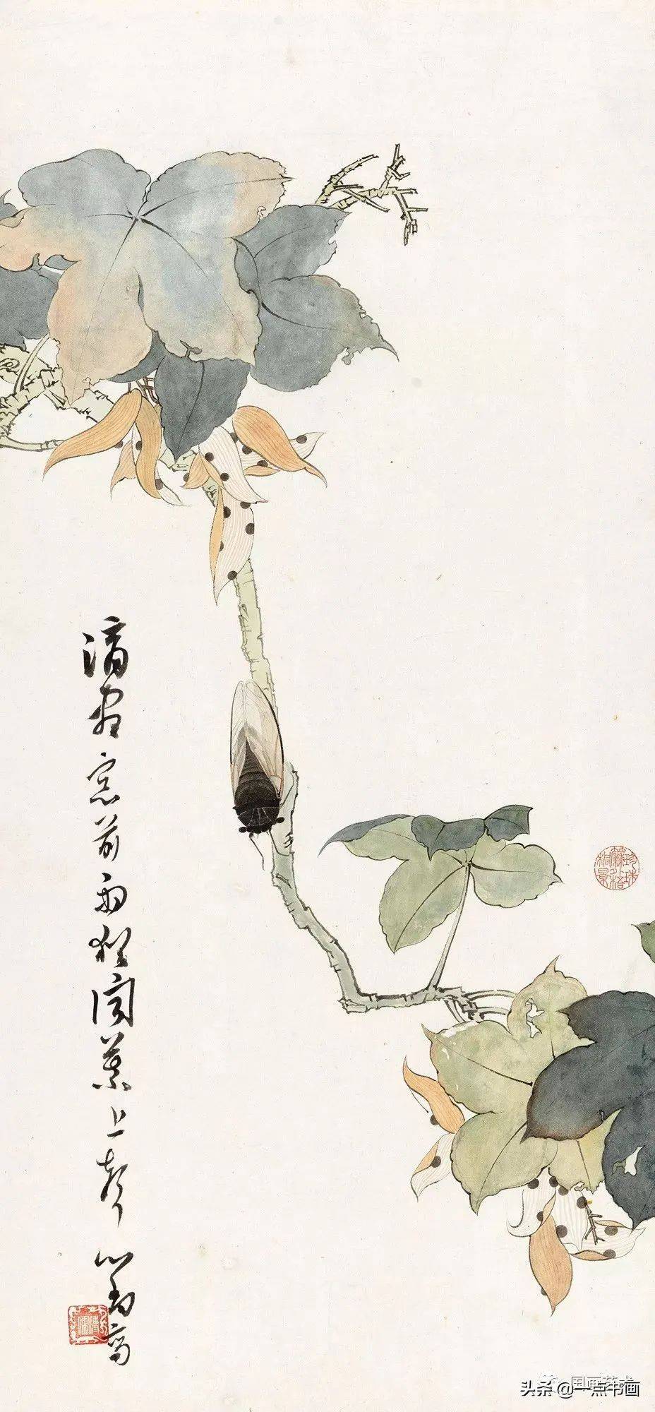 溥儒 夏蝉齐子如 松枝鸣蝉蔡鹤洲 夏卉蝉鸣江寒汀 枫叶鸣蝉江寒汀