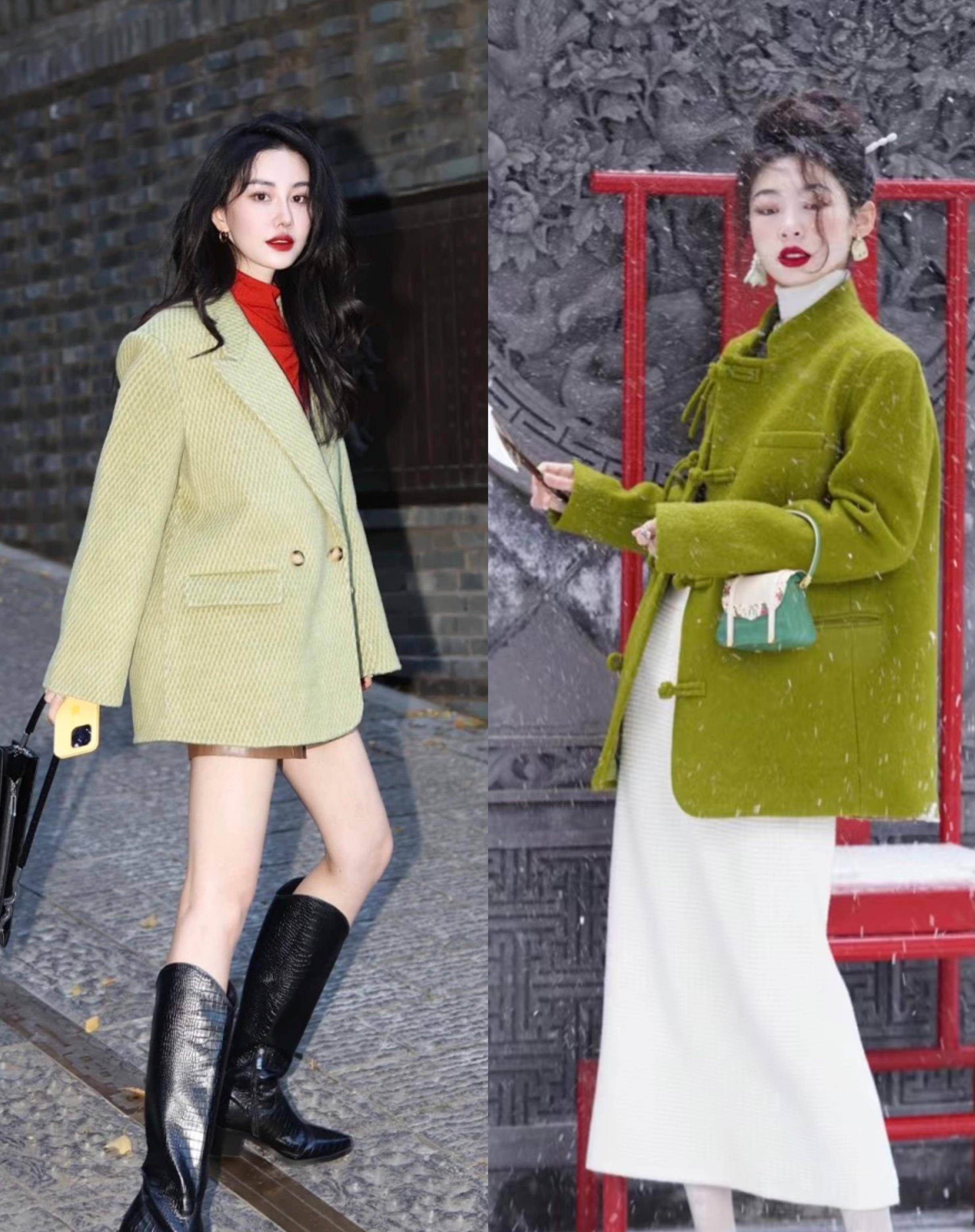 冬天不要总是穿黑,白或灰色的衣服, "古铜色"复古美白看起来很时尚!