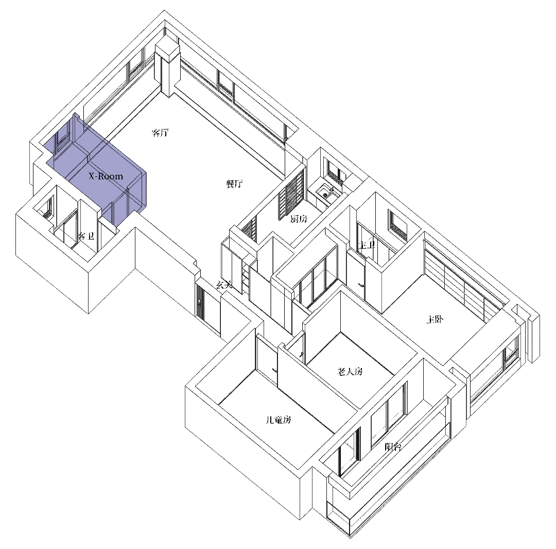针对第二个孩子的家庭,它可以是主人电竞室和宽阔的衣帽间;针对三代