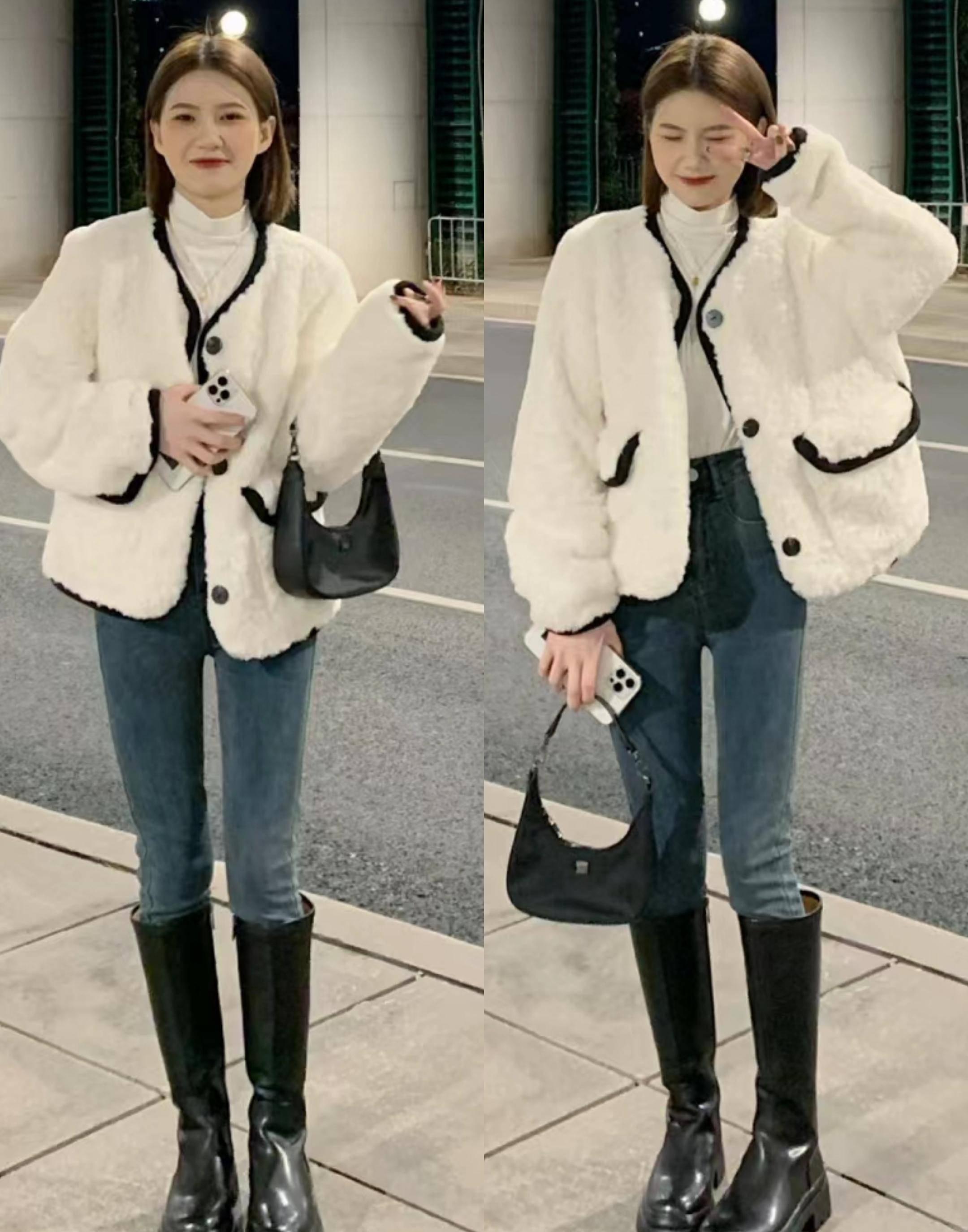 蓝色紧身牛仔裤 骑士靴真气质!有层次又有氛围,保暖洋气又撩人