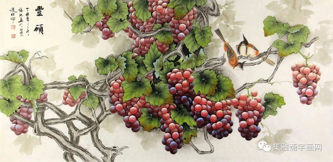 秀色可餐——张琳国画工笔葡萄作品欣赏_书画展_美术家协会_当代
