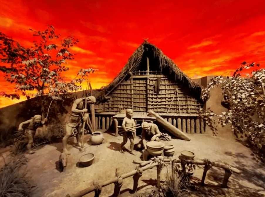 在这里,您可以欣赏到河姆渡先民的生活场景,农耕技术和原始手工艺品等
