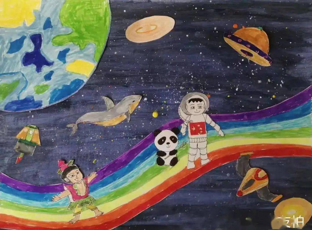 青岛湖岛小学我的太空梦想绘画比赛创想达人奖作品一