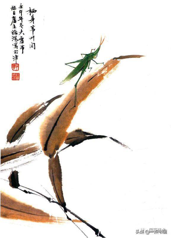 写意草虫画法教程——蚱蜢的画法步骤