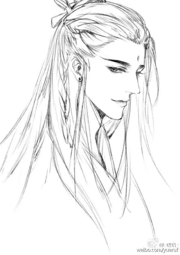 素材参考-【线稿】 中式古风人物角色线稿速写!