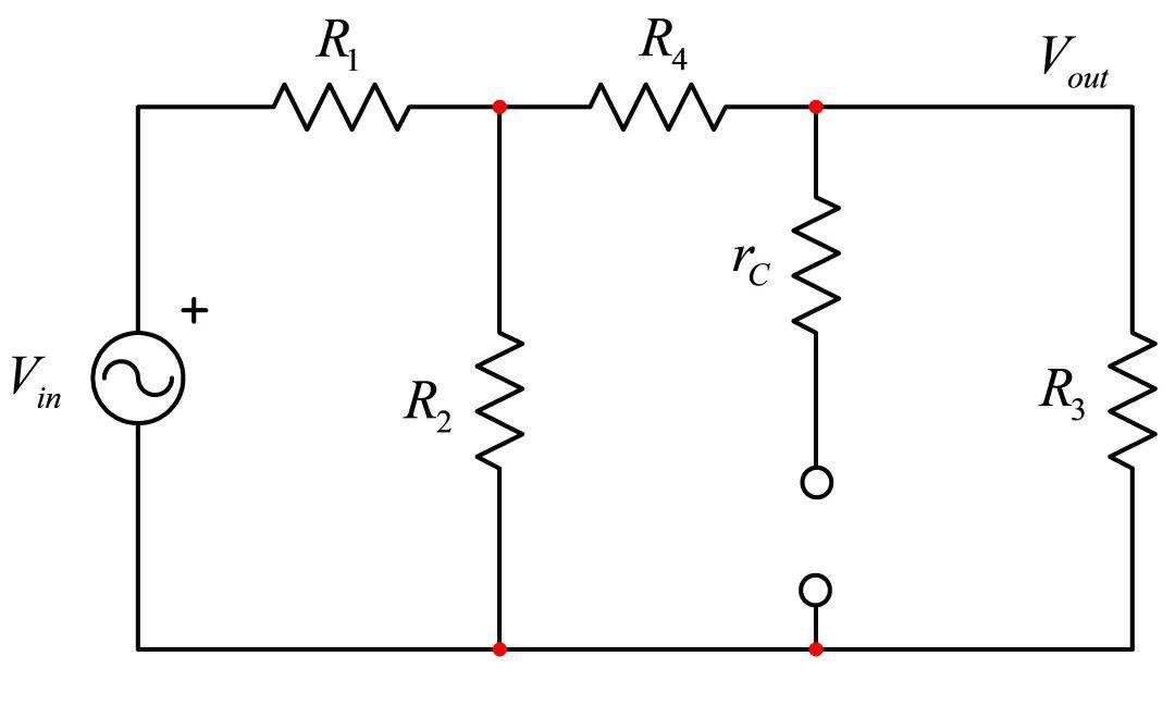 您斷開直流電路中的電容器,計算這簡單的電阻配置的傳遞函數.