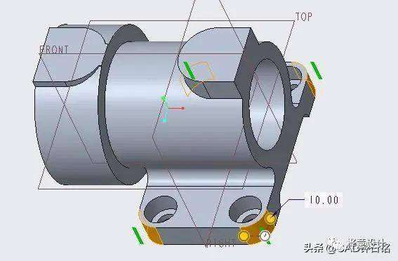 辅助设计大讲堂creoproe缸体零件设计拉伸旋转各类孔特征综合应用