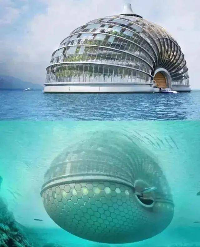 水底看像一个充气的河豚74水面上看像一颗海螺(索菲亚的蜗牛建筑)