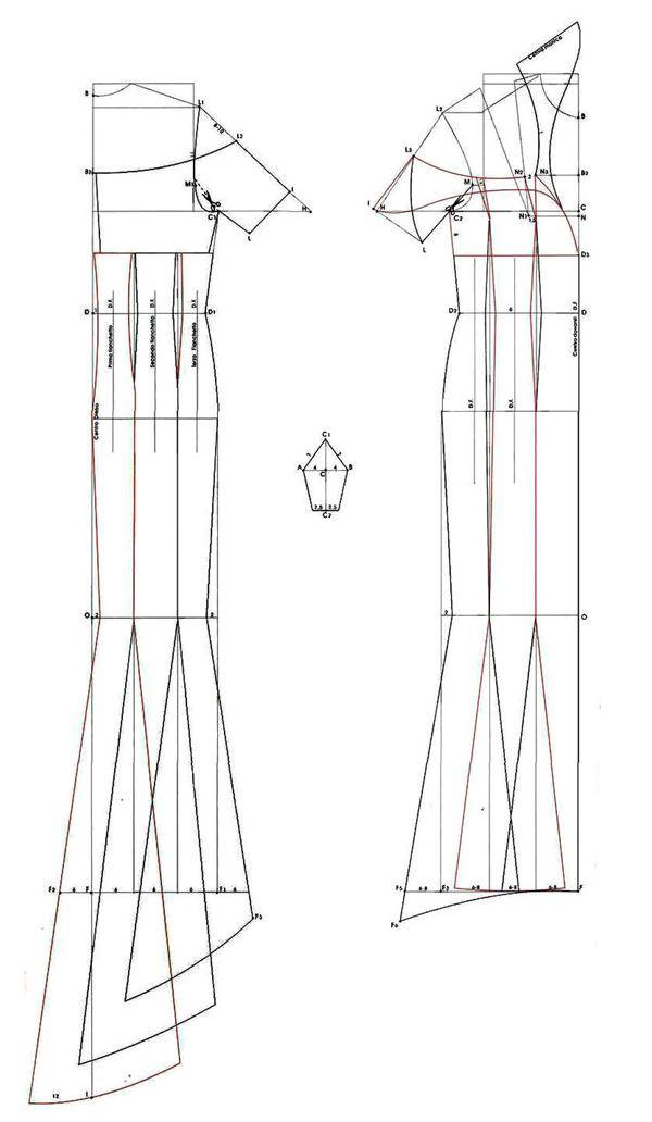 5款正式礼服效果图结构纸样