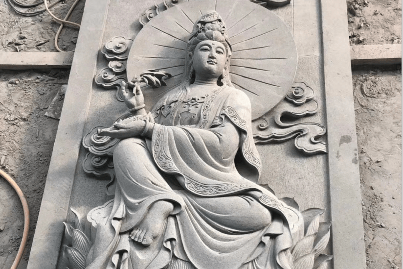 观音菩萨石雕浮雕石雕观音浮雕厂家加工视频