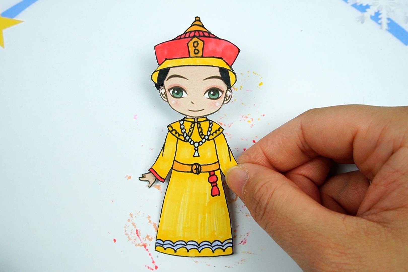 纸娃娃手工教程手绘q版古装皇上手绘换装贴纸