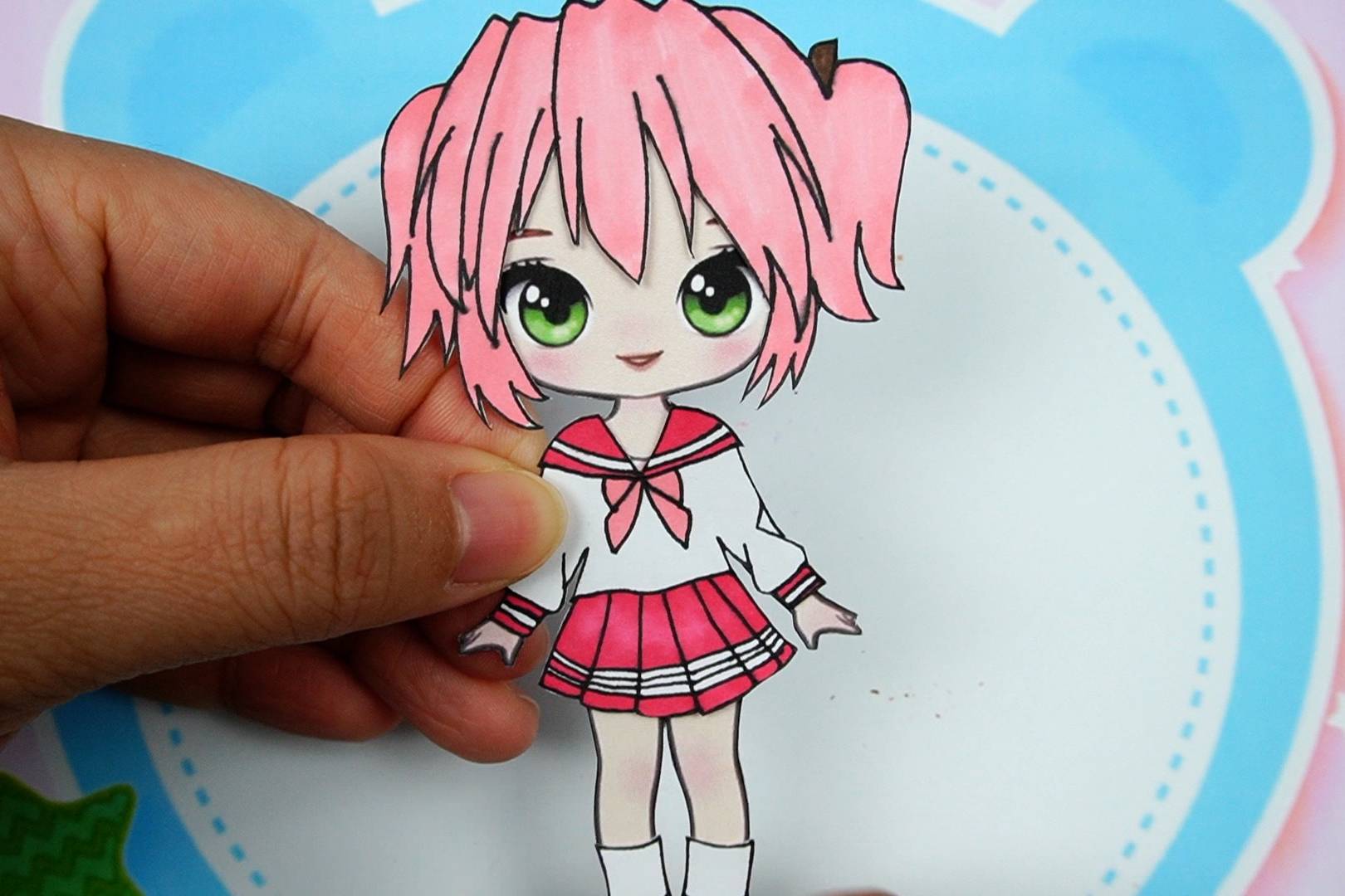 卡通幸运星创意手工纸娃娃小早川优女孩装扮