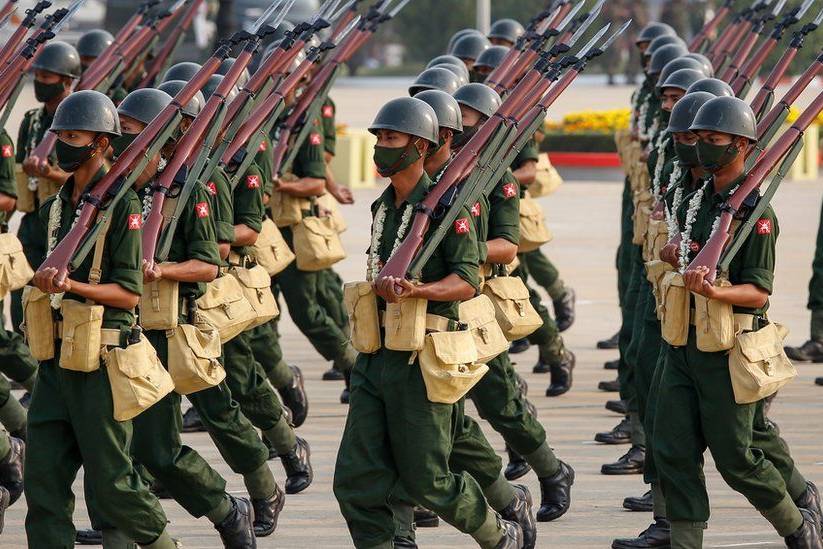 缅甸第76个建军节阅兵画面缅军军歌让我们一起去战斗