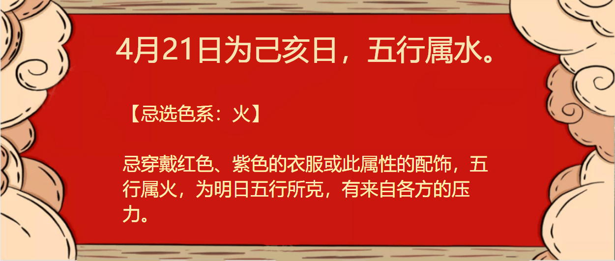 明日五行穿衣指南4月21日