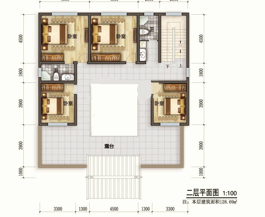 原創農村自建房設計圖212㎡二層中式別墅帶院設計