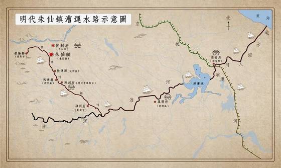 朱仙镇因傍贾鲁河,水陆转淮河可达扬州.