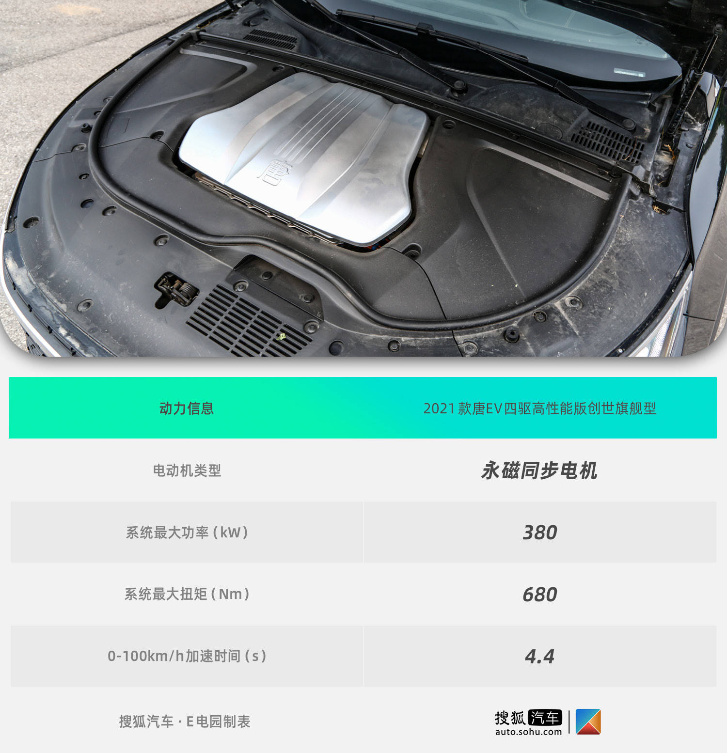 首先我们来看看它的动力参数,我们今天测试的是2021款唐ev四驱高性能