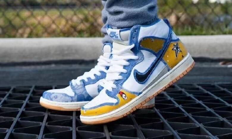 图案|耐克联名 Nike SB Dunk High SB x Carpet Company 白蓝地毯刮刮乐高帮板鞋