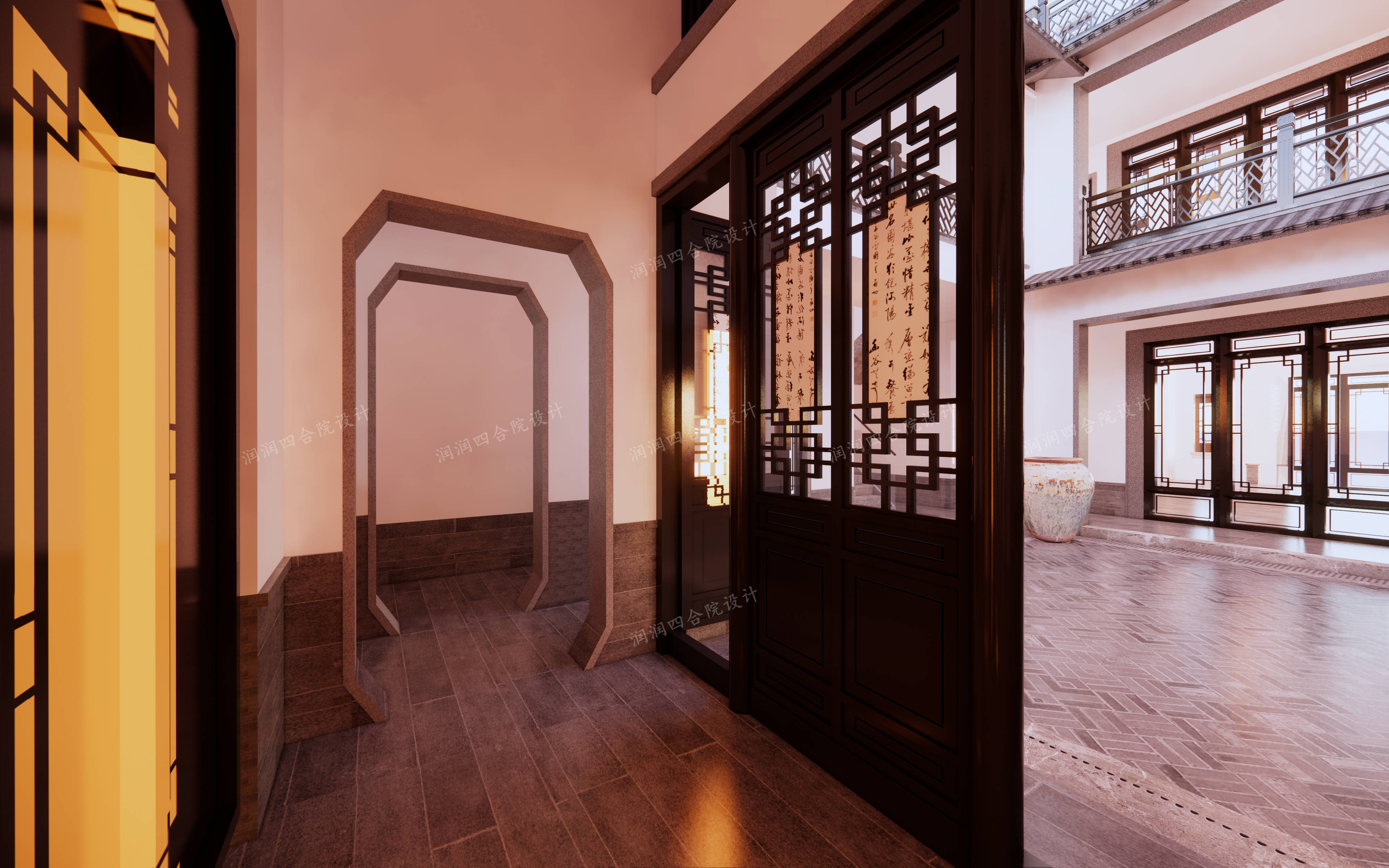事业有成回村建一座新中式四合院带双复式大厅润润四合院设计刘鹰