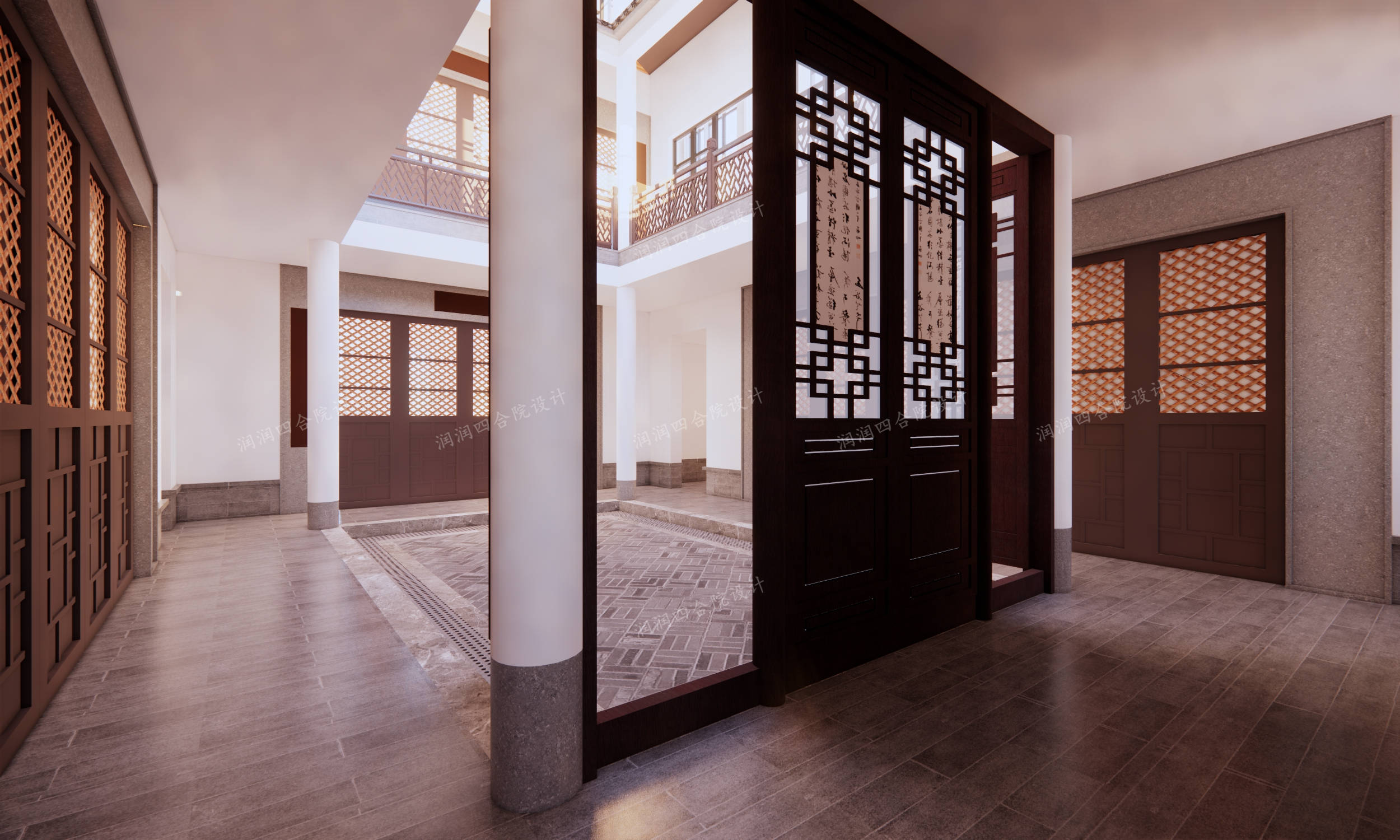 广东惠州15米185米农村简约中式四合院四水归堂纳福气润润四合院设计