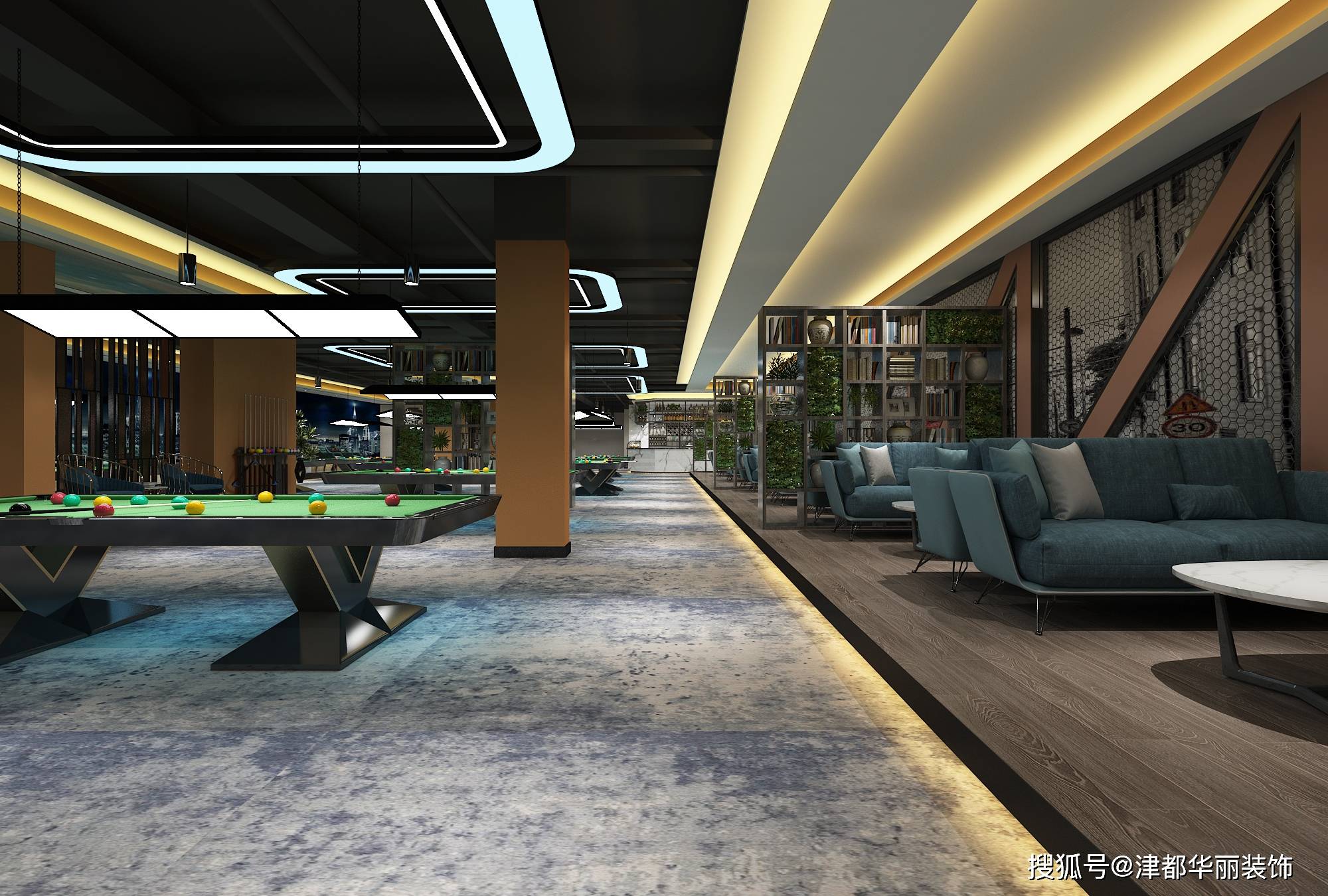 银川装修公司津都华丽吴忠台球馆设计装修方案