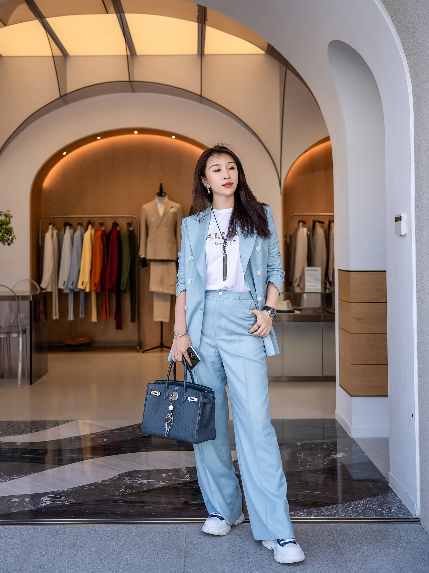 条纹|早秋时尚女西装，办公室里的时髦精