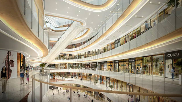 将"鹭群振翅"景致提炼为形象符号,华信mall购物中心设计很炫酷!