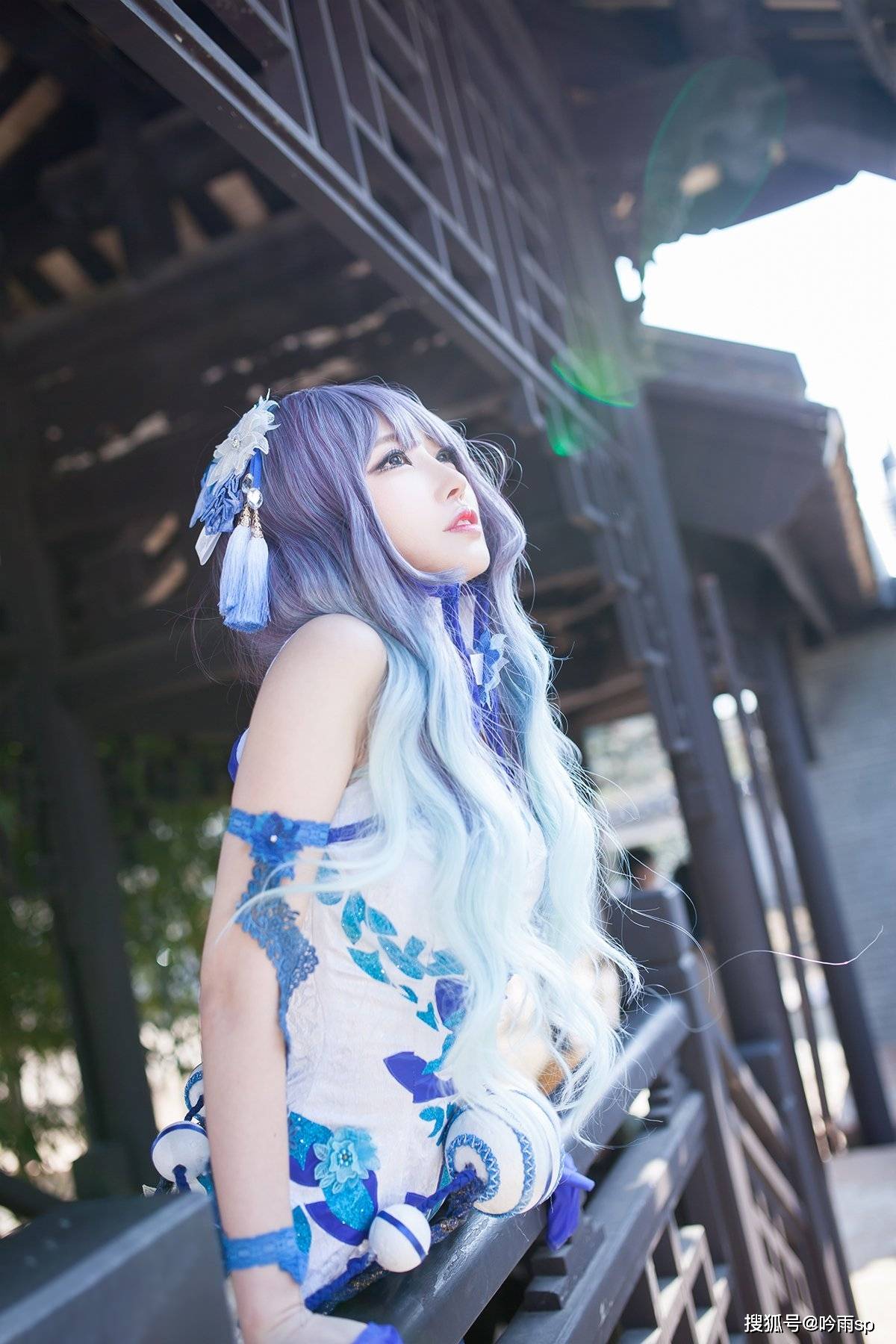角色|剑灵游戏时装青花瓷（气功师版）cosplay，天使的脸庞，傲人的身材，完美！