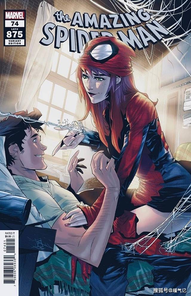 漫威漫画「神奇蜘蛛侠」第74期的变体封面，人物为蜘蛛侠和简_玛丽·