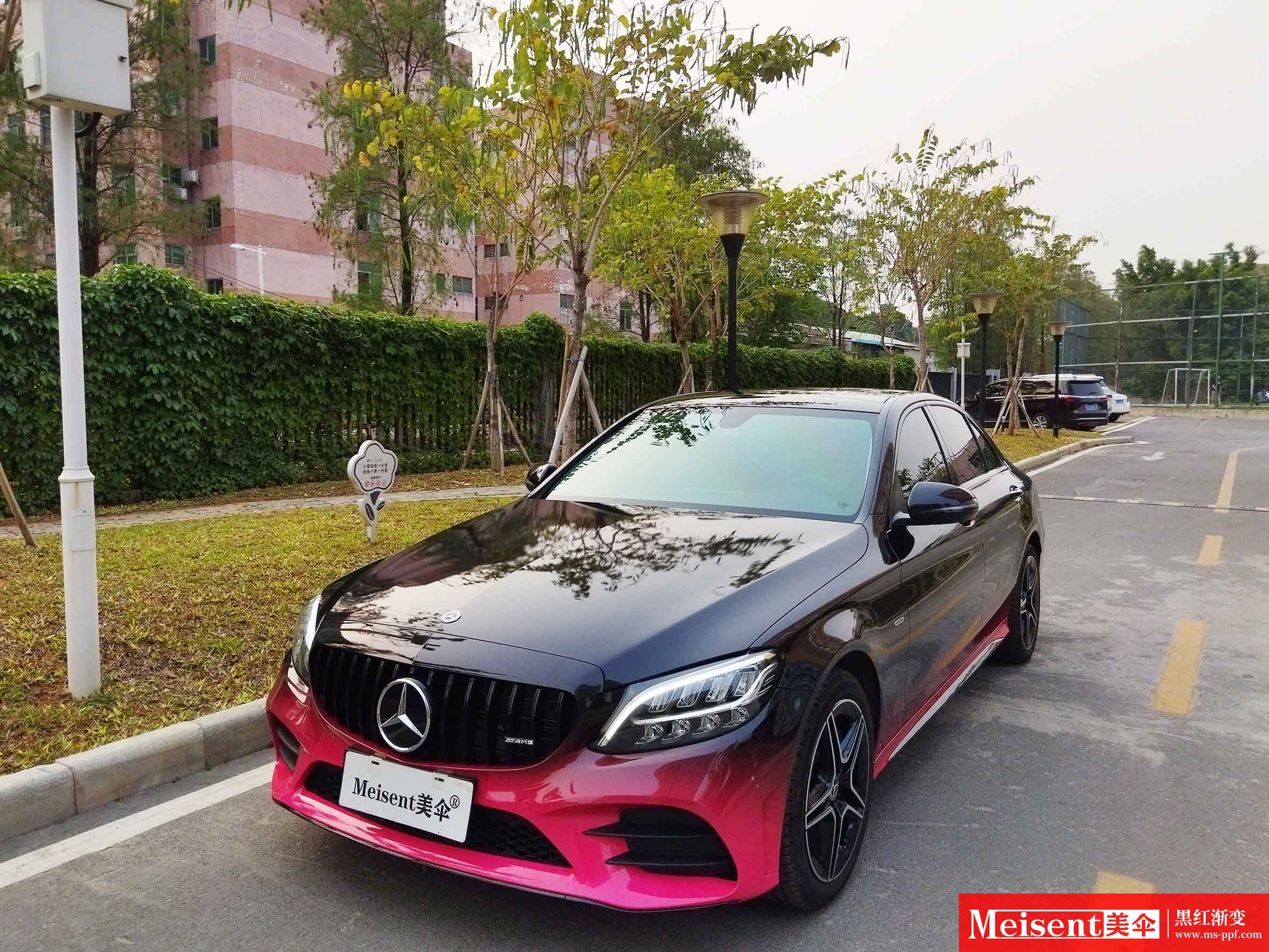 美国meisent美伞进口高端改色膜 黑红渐变--奔驰