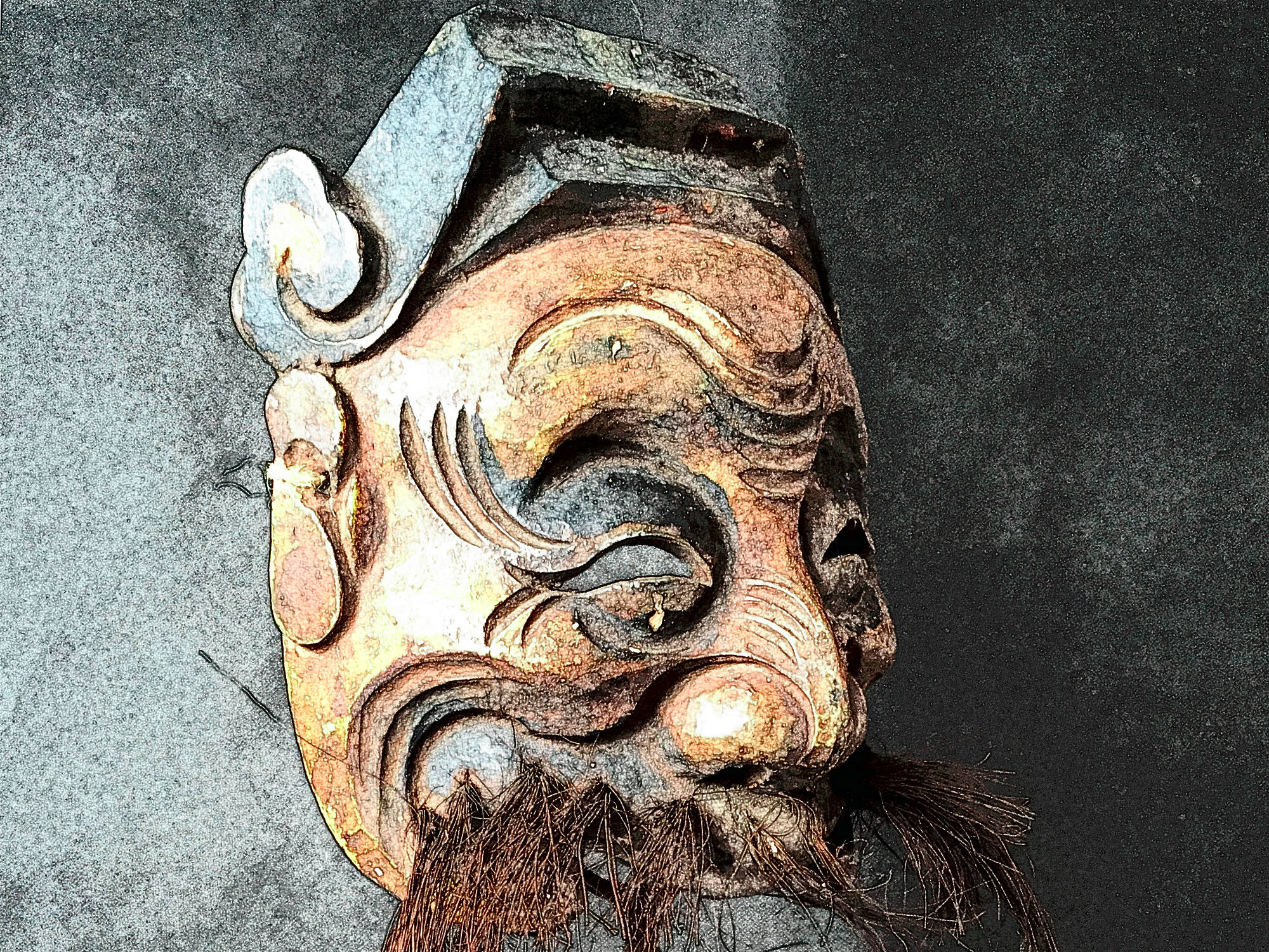 手艺人雕刻关公面具破庙中吓退恶鬼