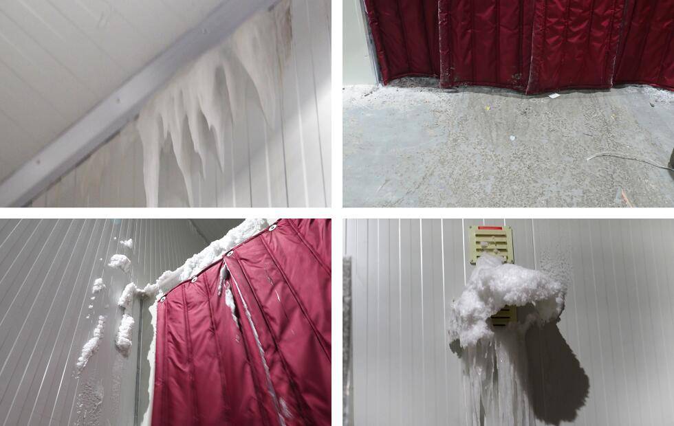 无屏蔽的冷库大门入口容易造成能量损失,而且会发生雾化和结冰.