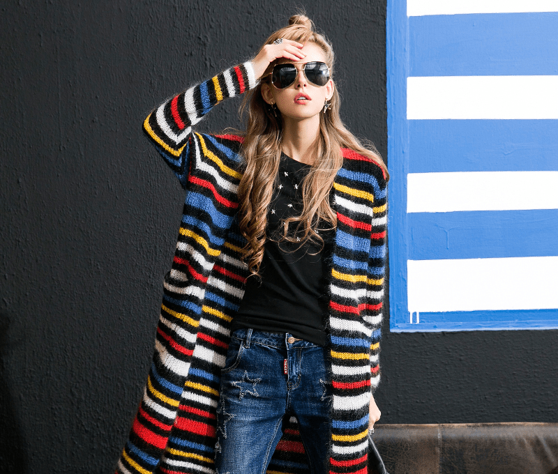 气息 秋风拂面,长款针织衫穿在身上保暖又美腻