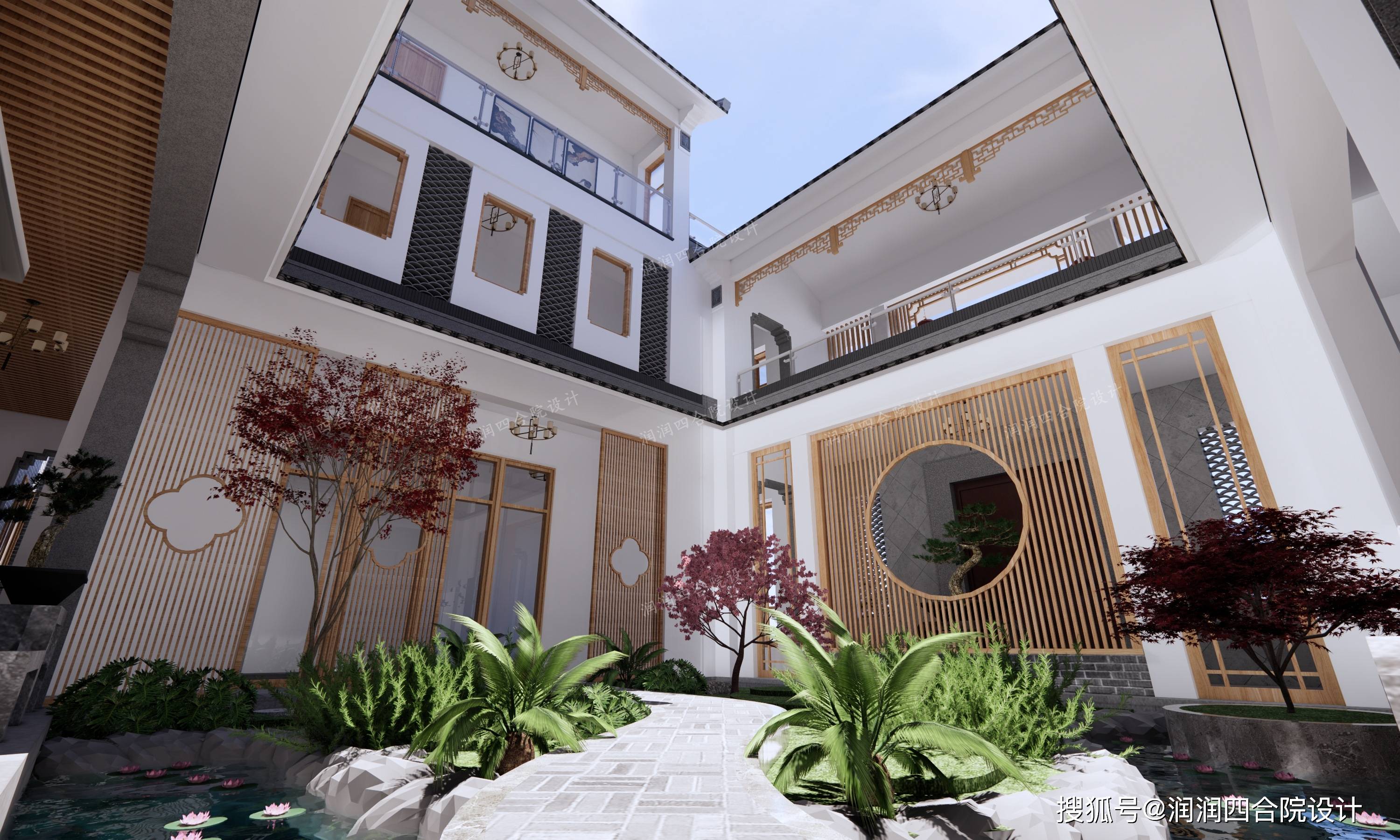 现代四合院民宿的内庭院——润润四合院设计刘鹰原创现代四合院民宿的