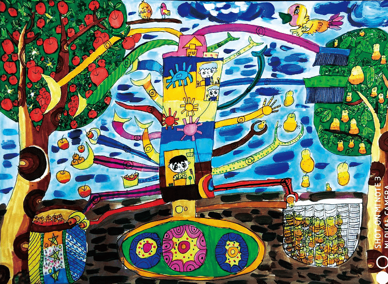 儿童画作品赏析巧手描绘金秋大丰收