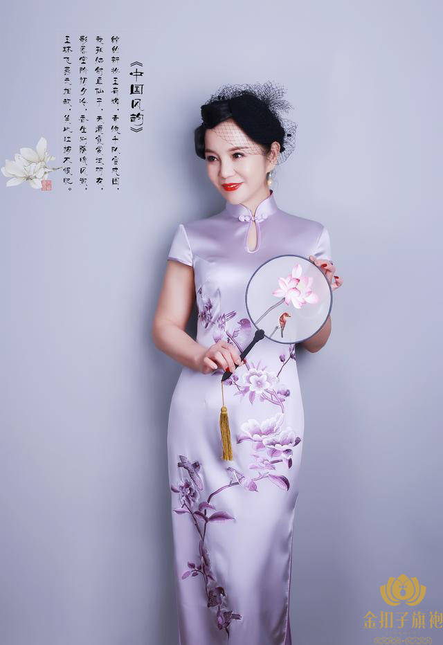 刺绣 一款古典婉约的喜上眉梢旗袍，诠释万千风情