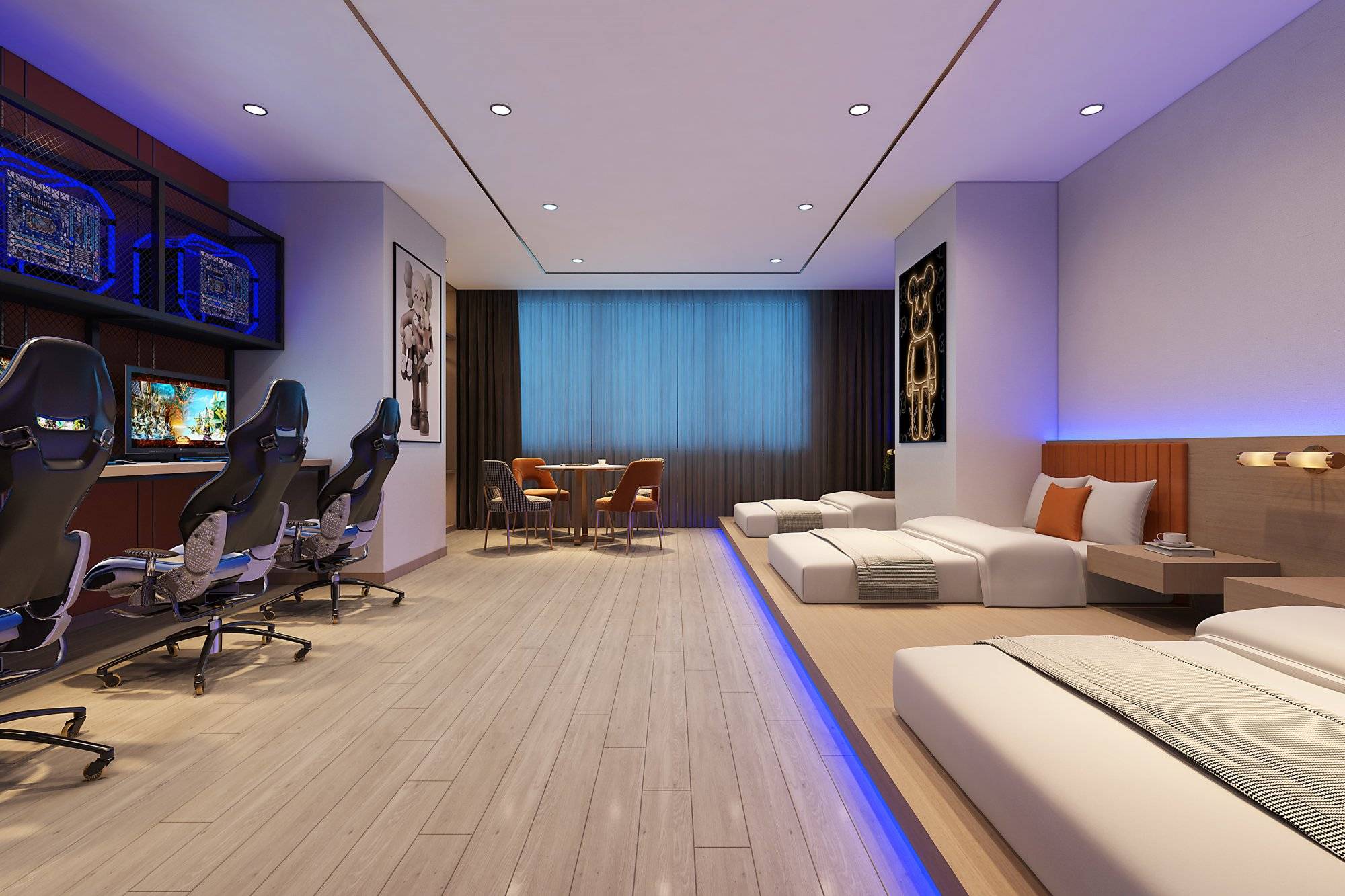 电竞酒店轻奢风格不受层高影响一样出彩