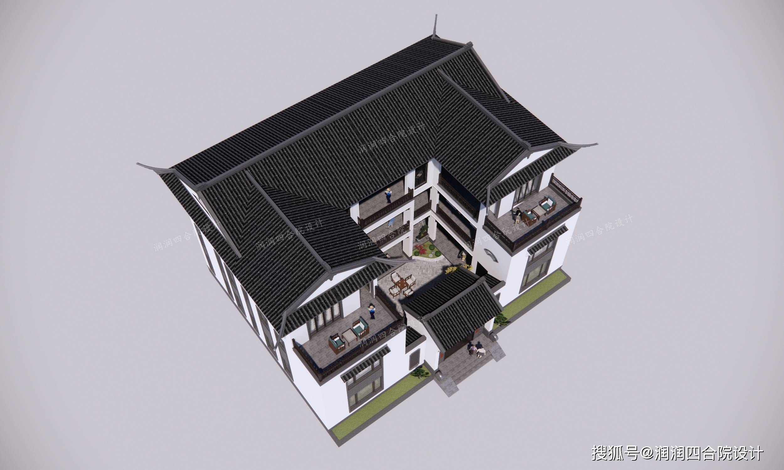 兄弟雙拼蘇式三合院2217共享庭院各有露臺潤潤四合院設計劉鷹