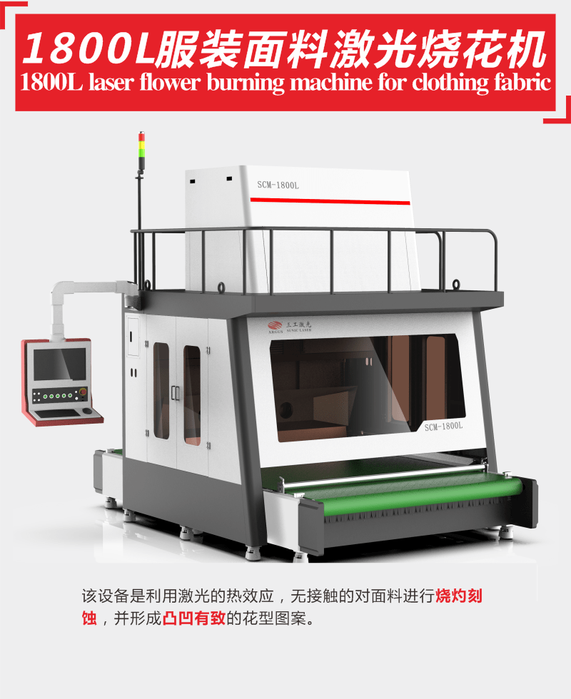 三工激光服装面料激光烧花机门幅可定